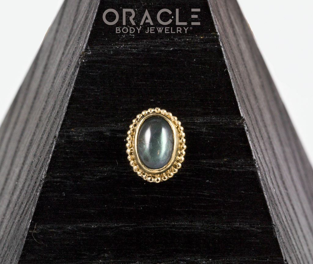 14k Labradorite Threadless Gold End