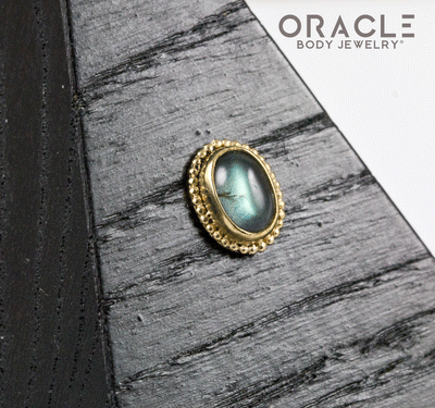 14k threadless labradorite end, side view