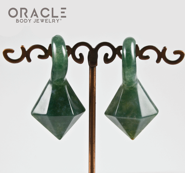 Moss Agate Faceted Mini Pear Weights