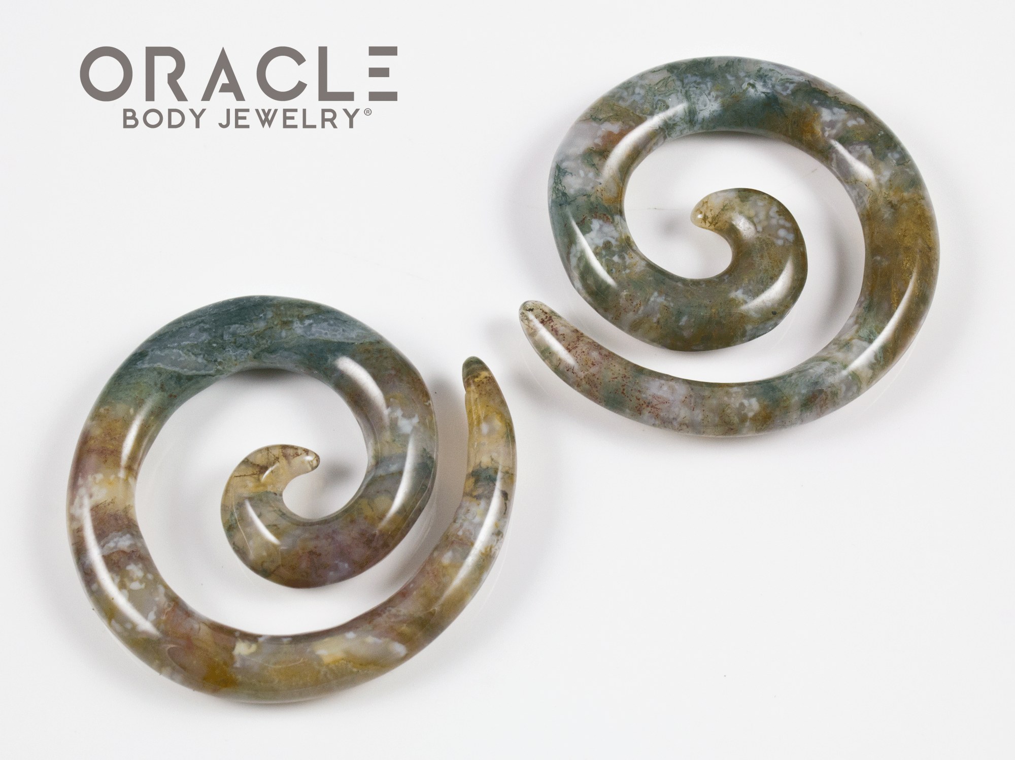 2g (7mm) Moss Agate Stone Spirals