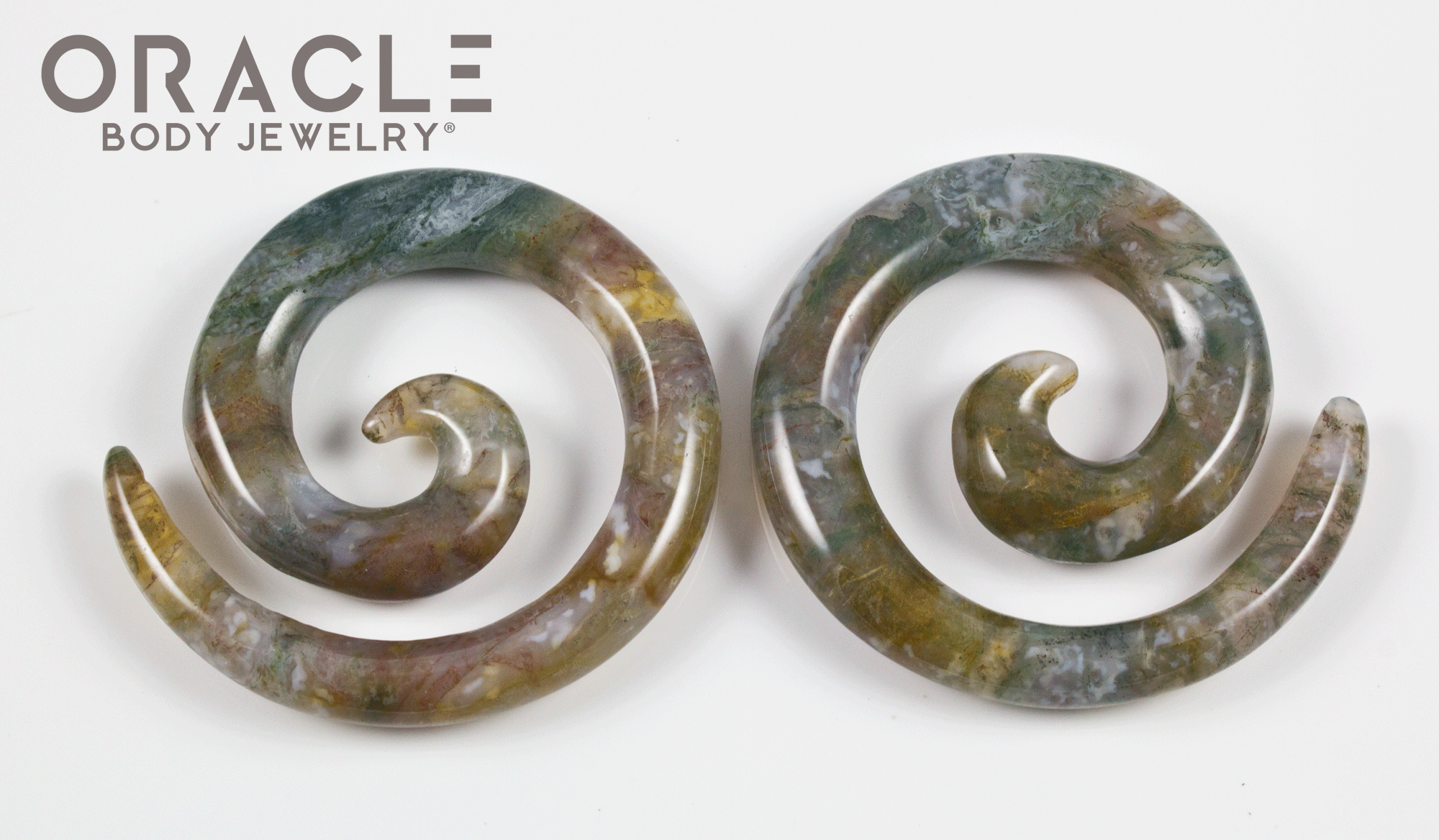 2g (7mm) Moss Agate Stone Spirals