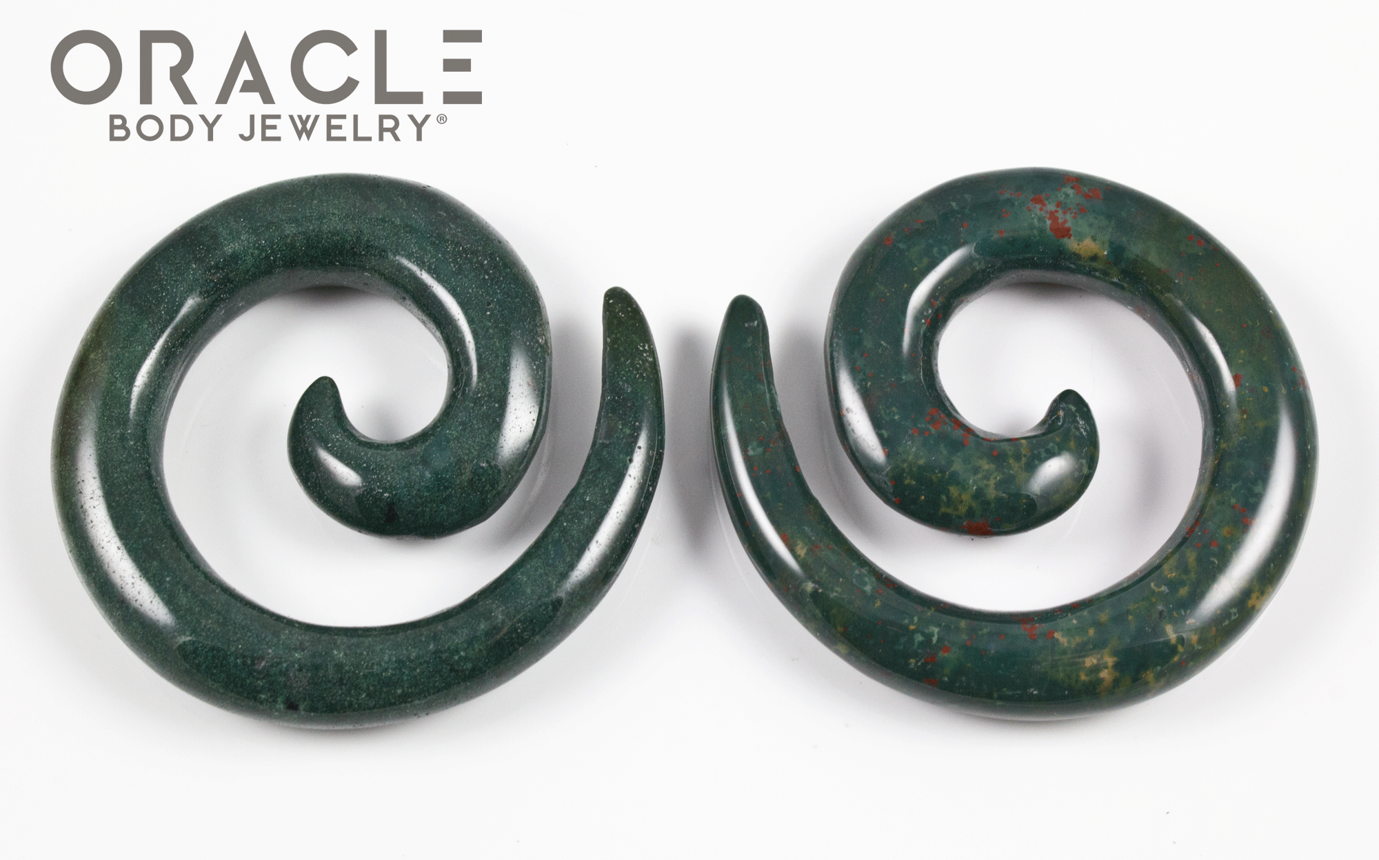 0g (8mm) Bloodstone Spirals