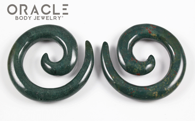 0g (8mm) Bloodstone Spirals
