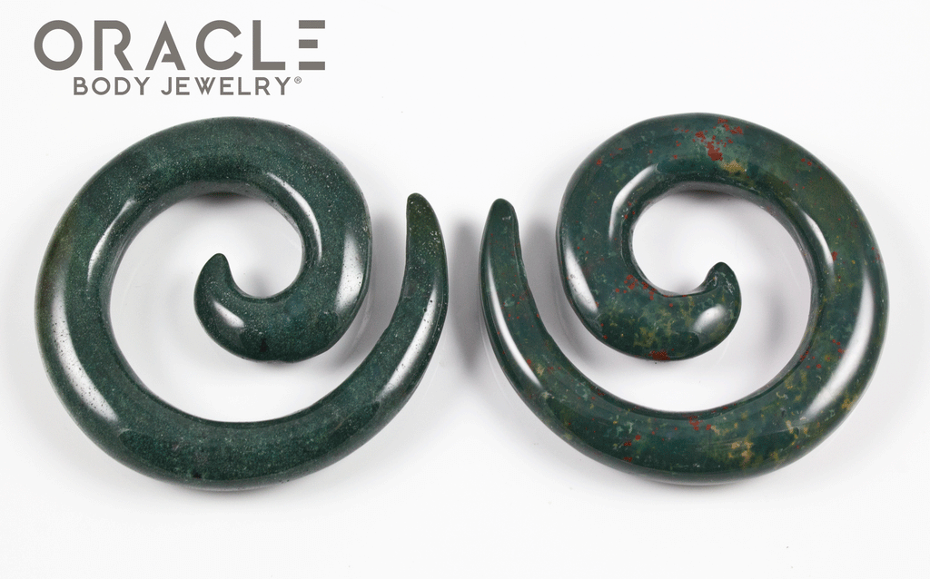 0g (8mm) Bloodstone Spirals