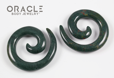 0g (8mm) Bloodstone Spirals
