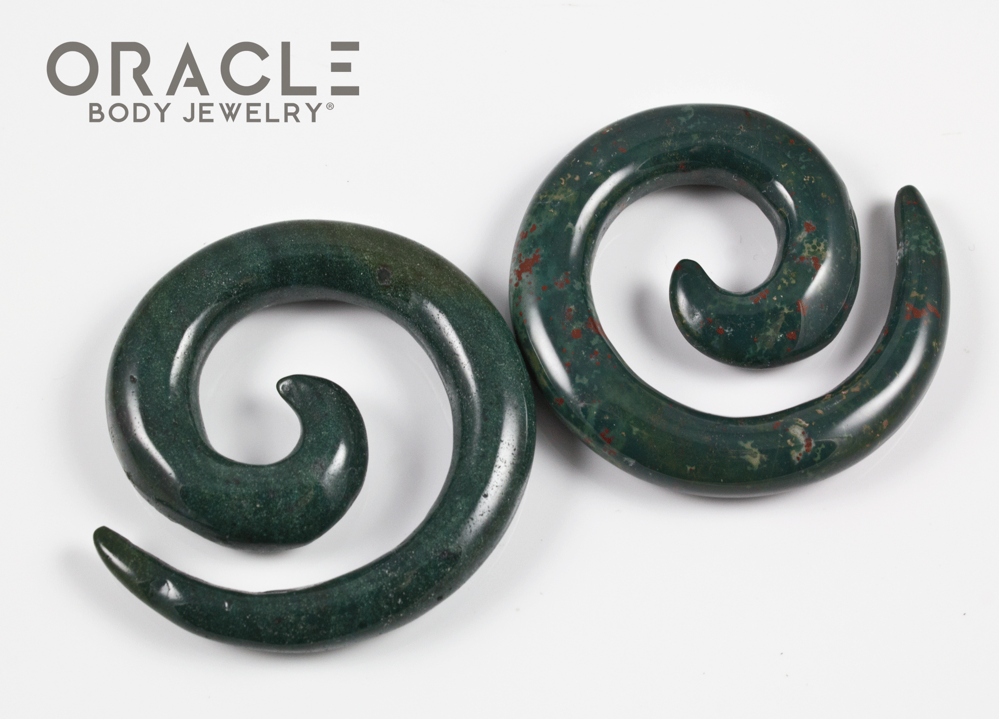 0g (8mm) Bloodstone Spirals