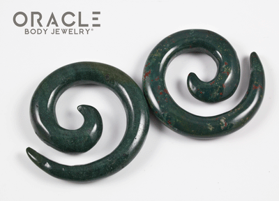 0g (8mm) Bloodstone Spirals