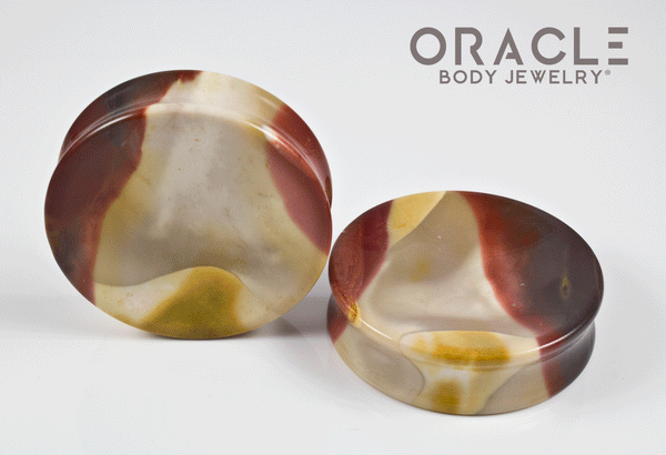 2" (51mm) Mookaite Concave Plugs