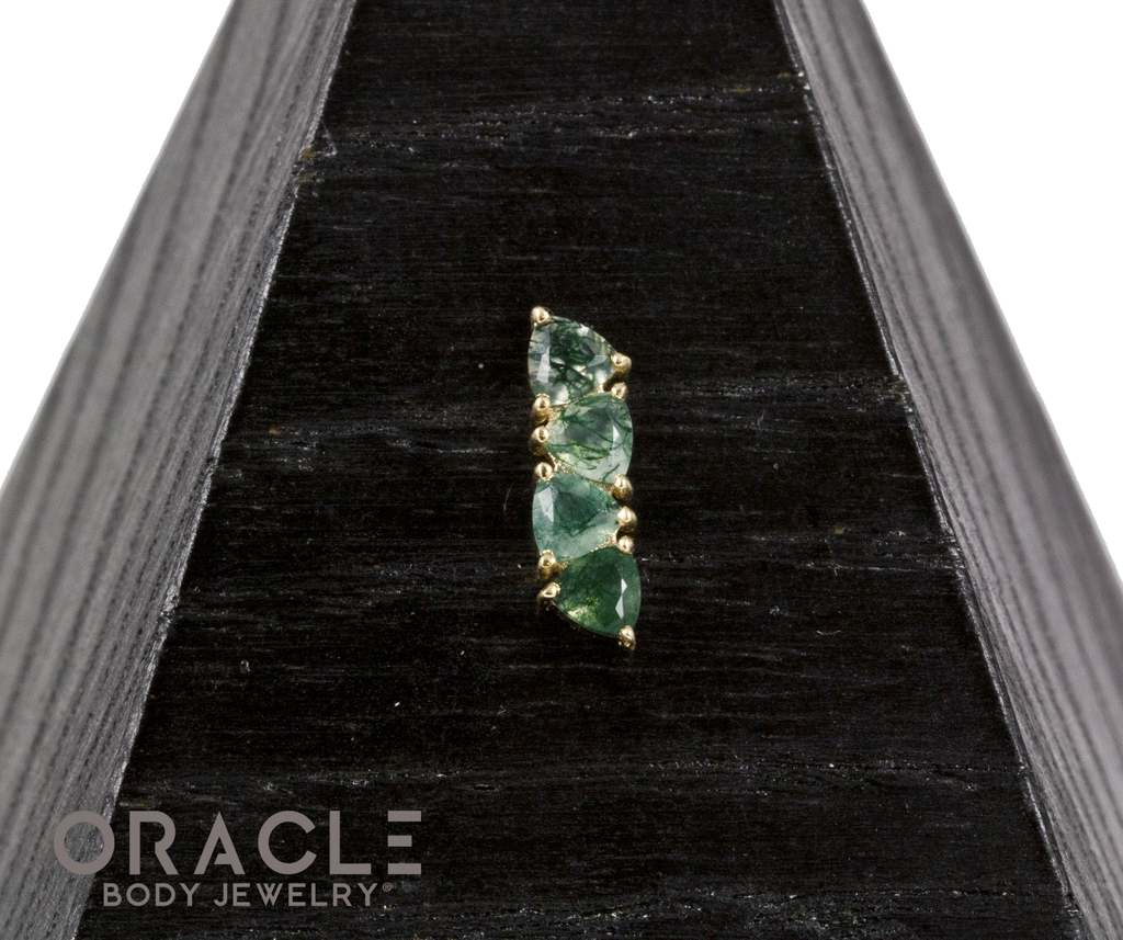 14k Laurel with Moss Agate Threadless End