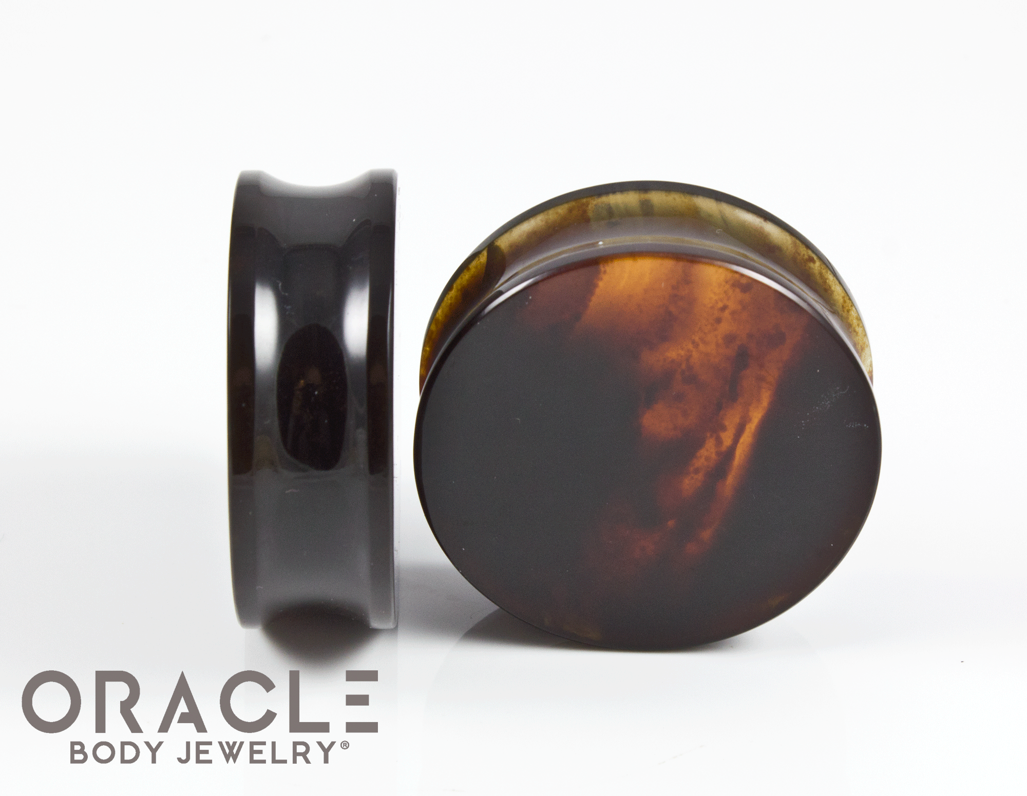 side wearable view of the dark amber plugs 