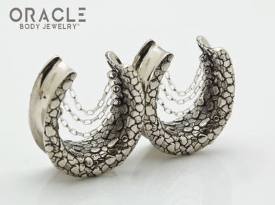 White Brass Saddles with Nugget Texture and Chains
