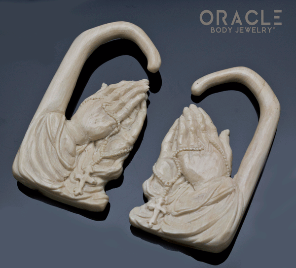 2g (6.5mm) Fossilized Mammoth Ivory Praying Hands