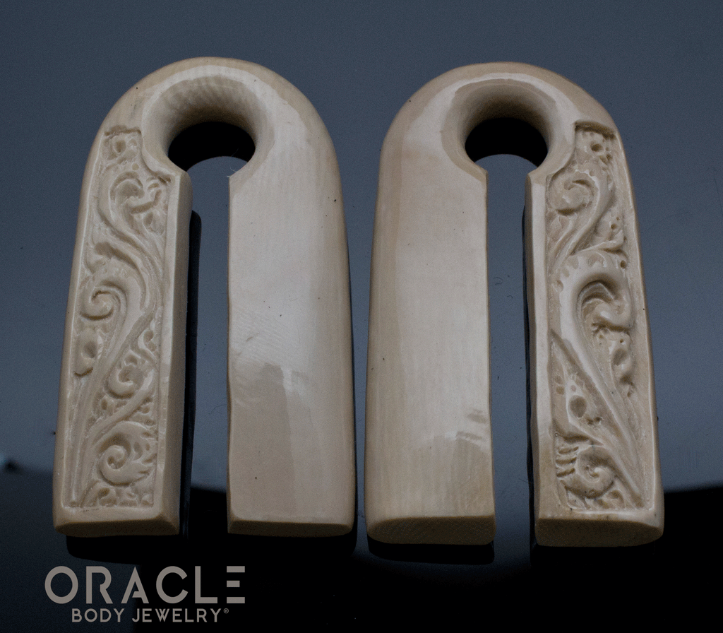 9/16" (14mm) Fossilized Mammoth Ivory 50/50 Carved Weights