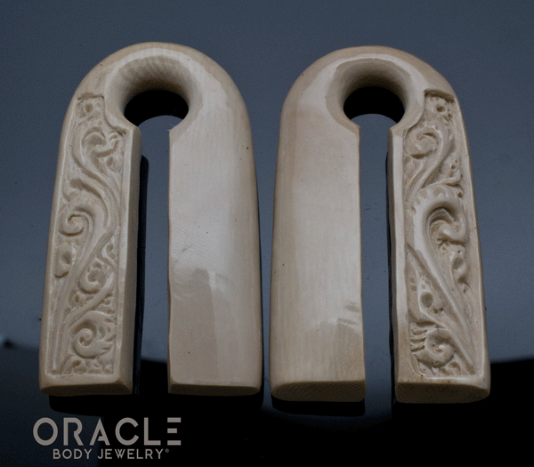 9/16" (14mm) Fossilized Mammoth Ivory 50/50 Carved Weights