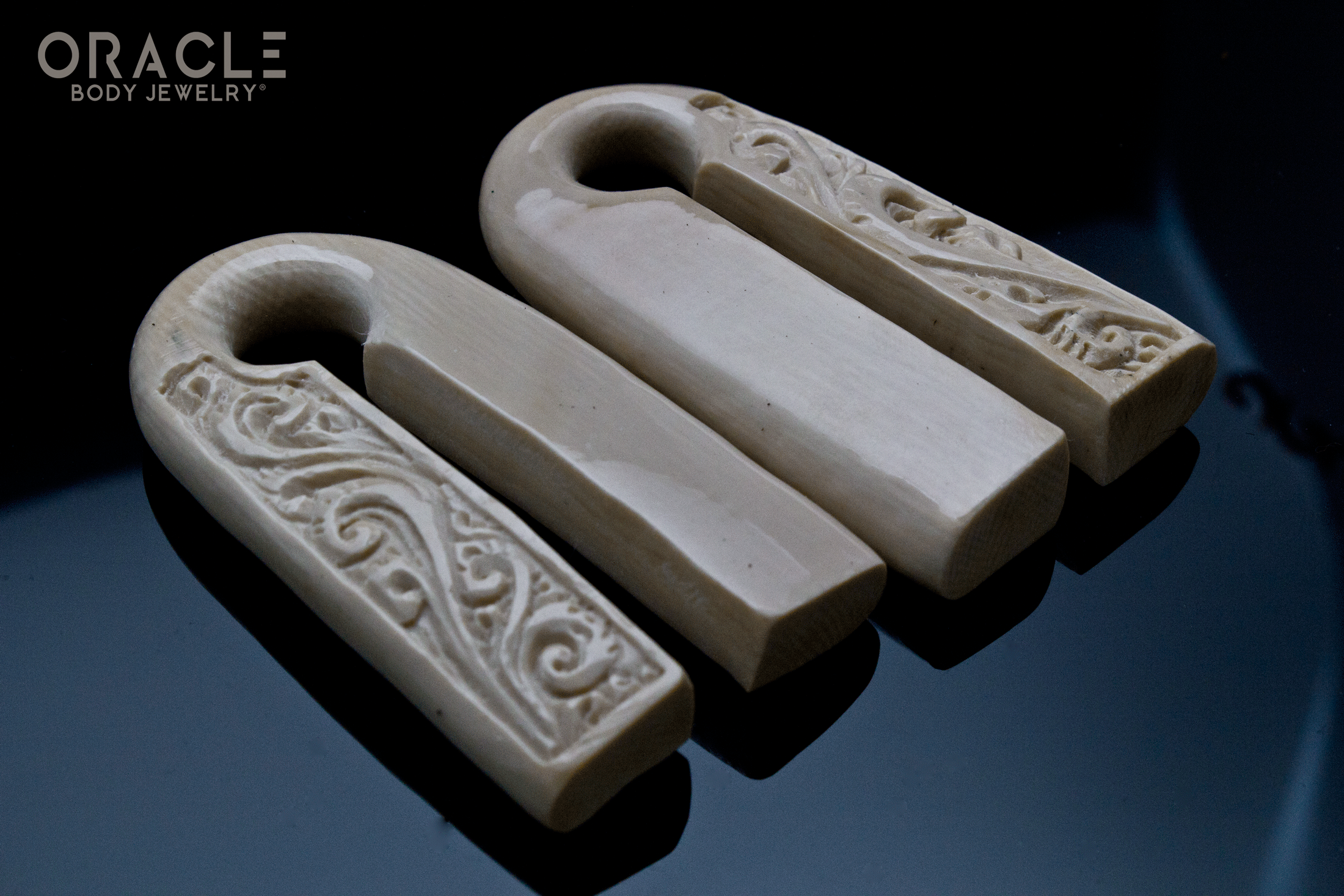 9/16" (14mm) Fossilized Mammoth Ivory 50/50 Carved Weights