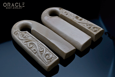 9/16" (14mm) Fossilized Mammoth Ivory 50/50 Carved Weights