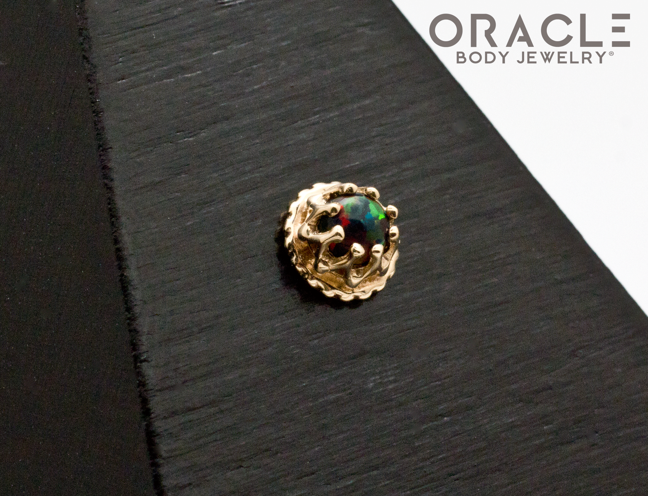 14k Yellow Gold Black Opal Empress Threadless End