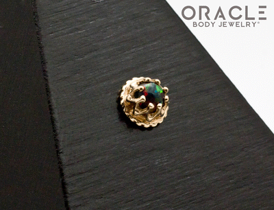 14k Yellow Gold Black Opal Empress Threadless End