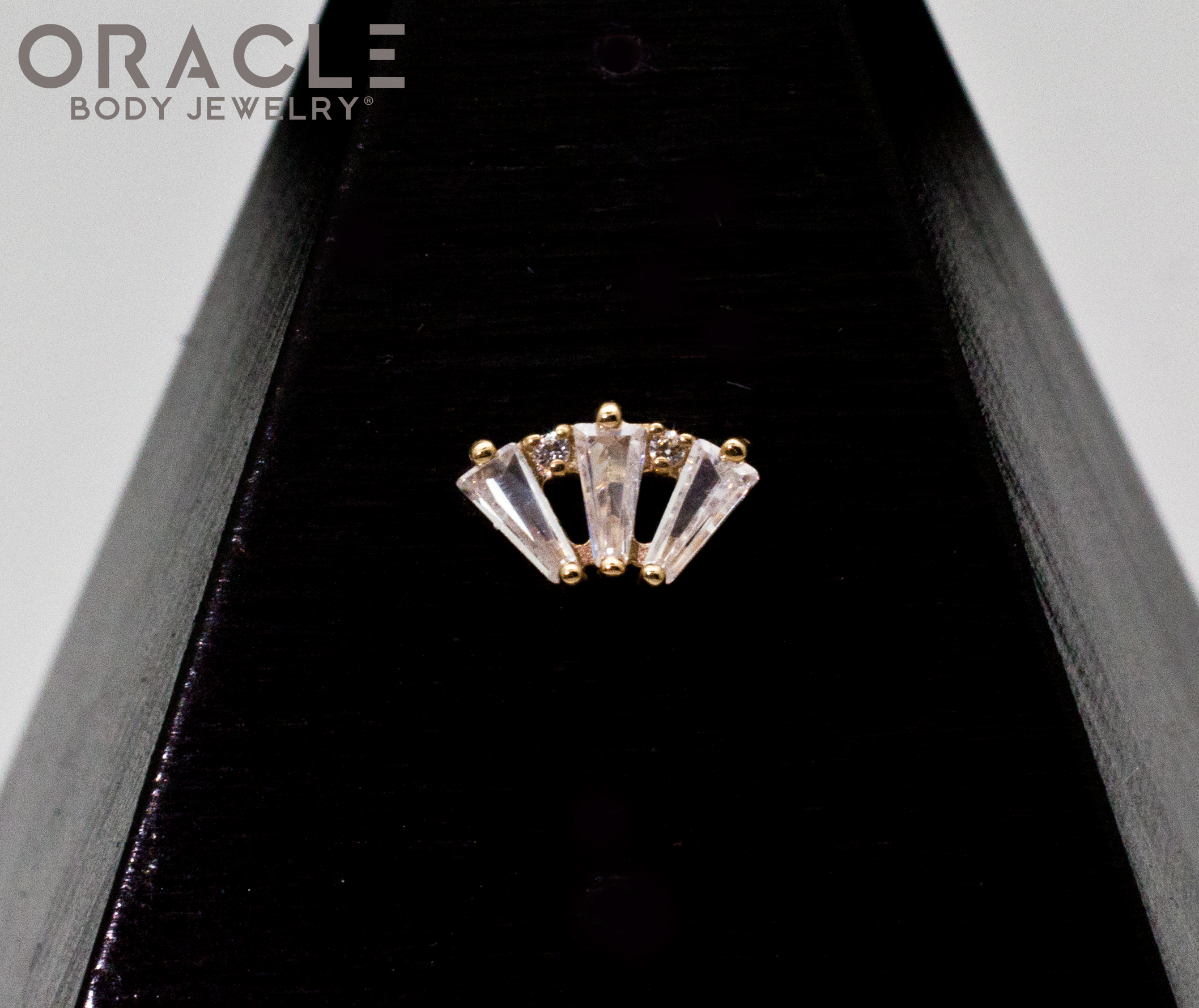 14k Yellow Gold Triple Crown CZ Threadless End