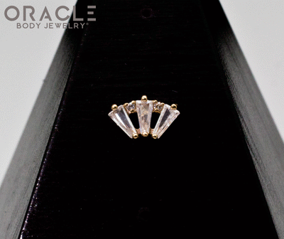 14k Yellow Gold Triple Crown CZ Threadless End