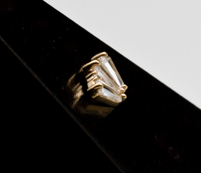 14k Yellow Gold Triple Crown CZ Threadless End