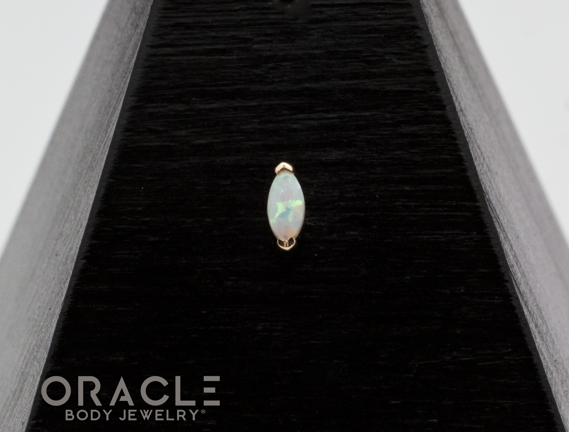 14k Yellow Gold Mini Marquis with Synthetic Opal Threadless End