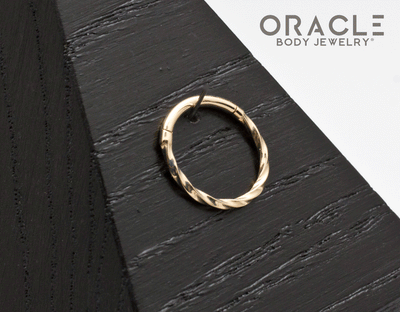 14K Yellow Gold Twisted Hinge Rings / Clickers