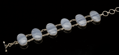 Sterling Silver Blue Lace Agate Bracelet