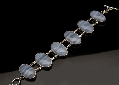 Sterling Silver Blue Lace Agate Bracelet