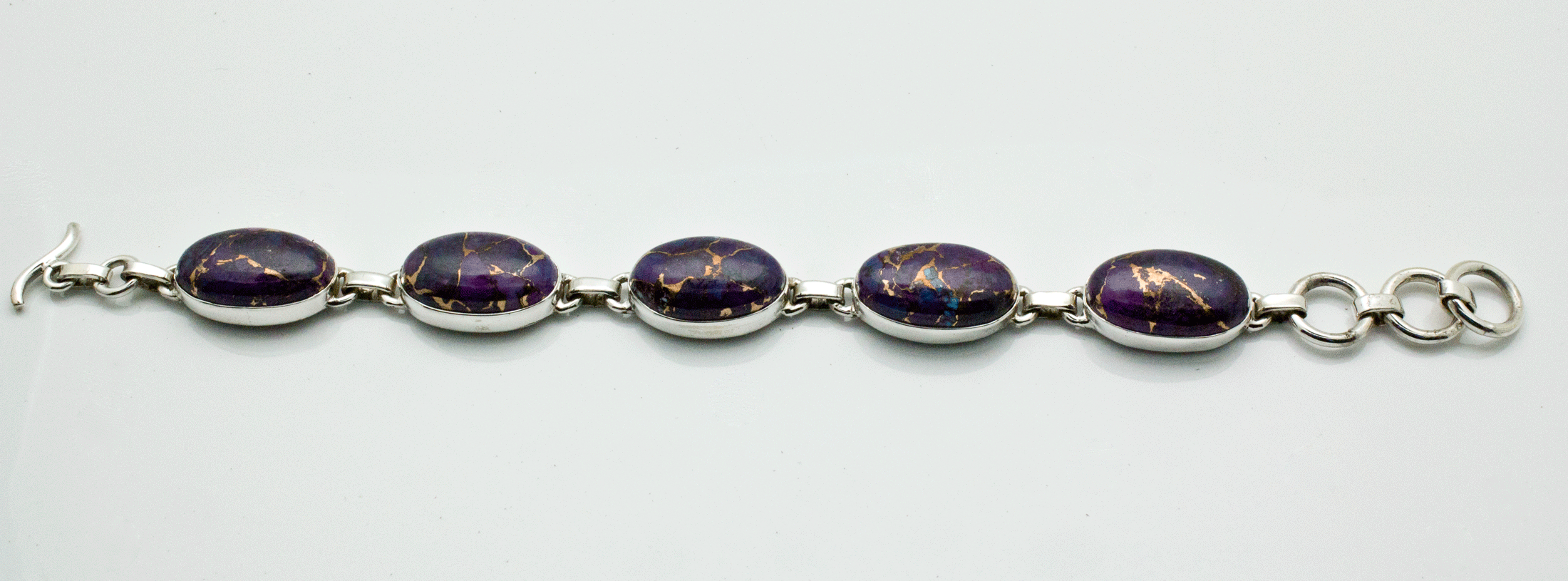 Sterling Silver Copper Purple Turquoise Bracelet