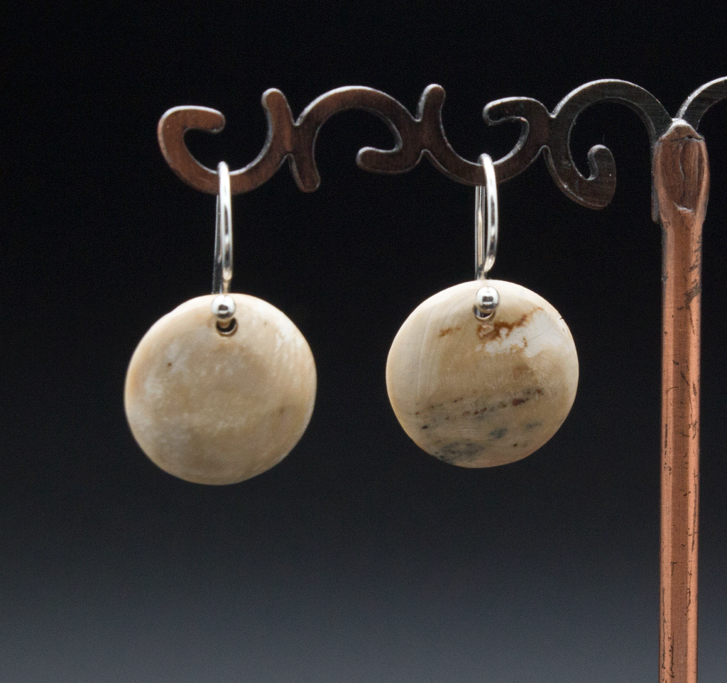 Sterling Silver Fossilized Mammoth Ivory Earrings