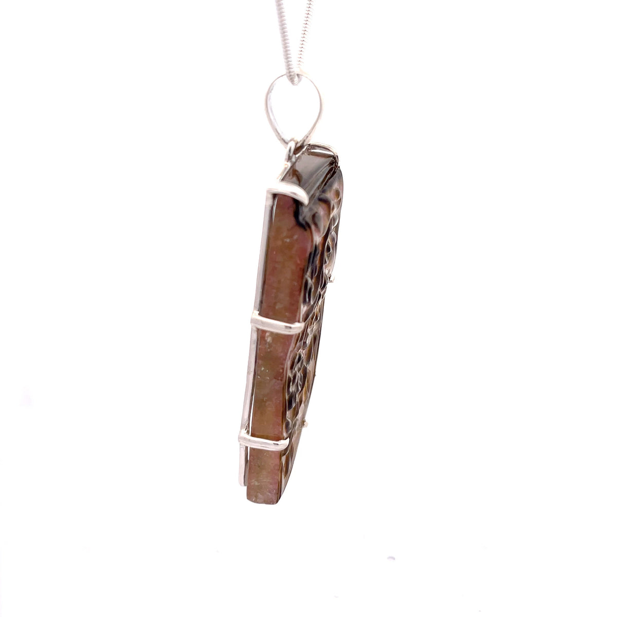 Sterling Silver Large Carved Watermelon Tourmaline Pendant