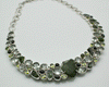 Sterling Silver Moldavite with Chrome Diopside, Green Amethyst and Peridot Necklace