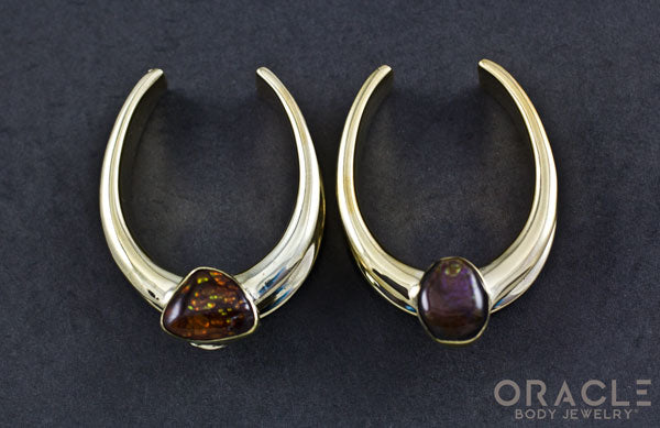 1-1/2" (38mm) Brass Saddles with Fire Agate