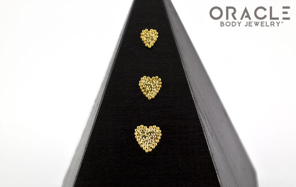 14k Millgrain Heart Threadess Gold End