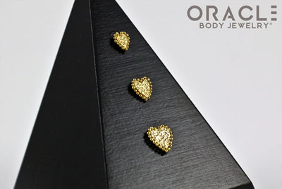 14k Millgrain Heart Threadess Gold End