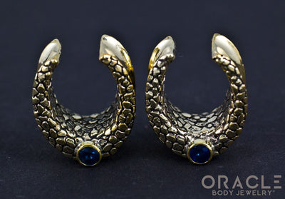 3/4" (19mm) Brass Saddles with Nugget Texture and London Blue Topaz