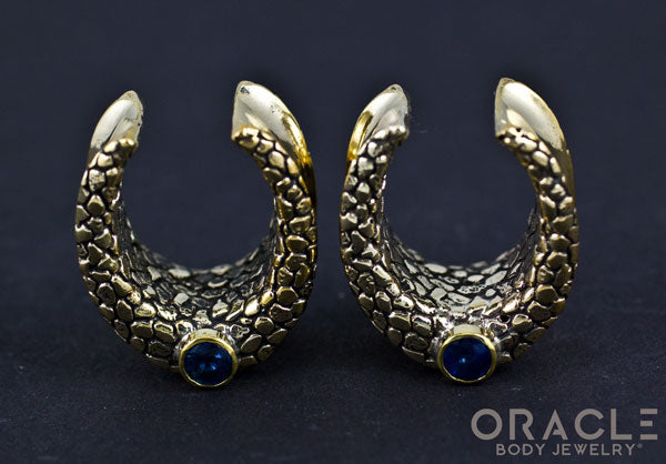 3/4" (19mm) Brass Saddles with Nugget Texture and London Blue Topaz