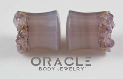 5/8" (16mm) Druzy Rough Amethyst Double Flare Plugs