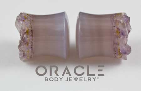 5/8" (16mm) Druzy Rough Amethyst Double Flare Plugs