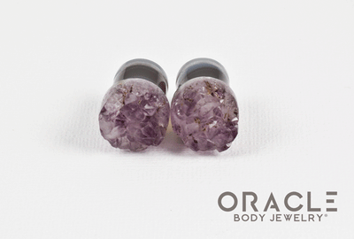 7/16" (11mm) Druzy Rough Amethyst Single Flare Plugs