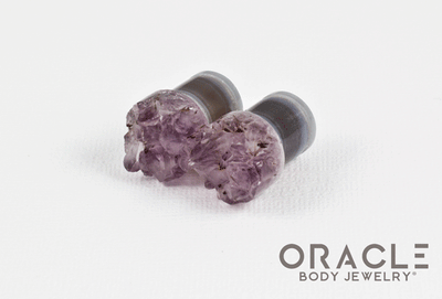 7/16" (11mm) Druzy Rough Amethyst Single Flare Plugs