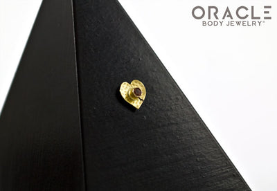 14k Hammered Heart with Sapphire Threadless Gold End