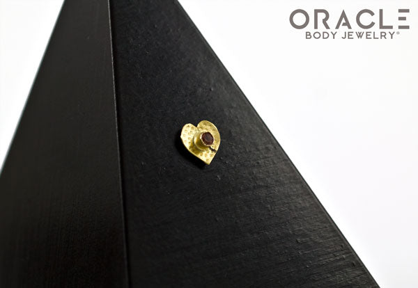 14k Hammered Heart with Sapphire Threadless Gold End