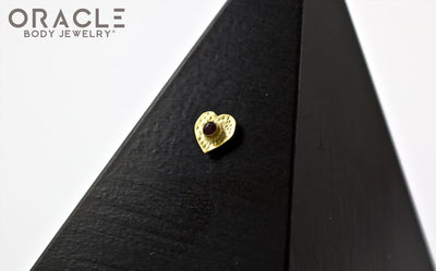 14k Hammered Heart with Ruby Threadless Gold End