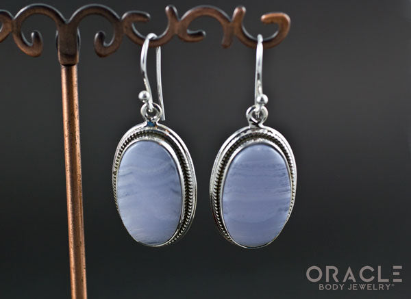 Sterling Silver Blue Lace Agate Earrings