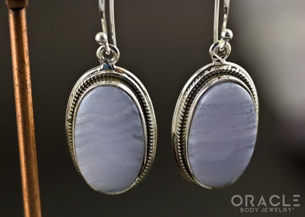 Sterling Silver Blue Lace Agate Earrings