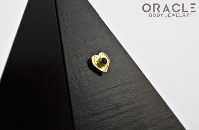 14k Hammered Heart with Ruby Threadless Gold End
