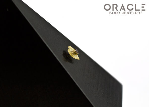 14k Hammered Heart with Ruby Threadless Gold End