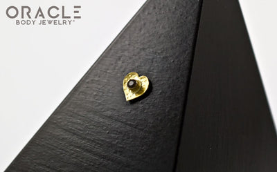 14k Hammered Heart with Smoky Quartz Threadless Gold End